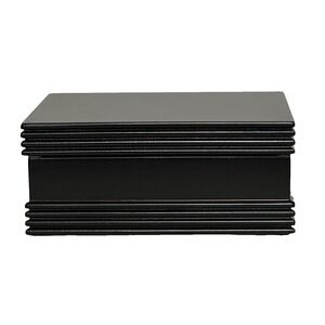 Elegant Ebony Wood Hinged‎ Keepsake Box | Org. Packaging-Grey Felt Interior-NEW